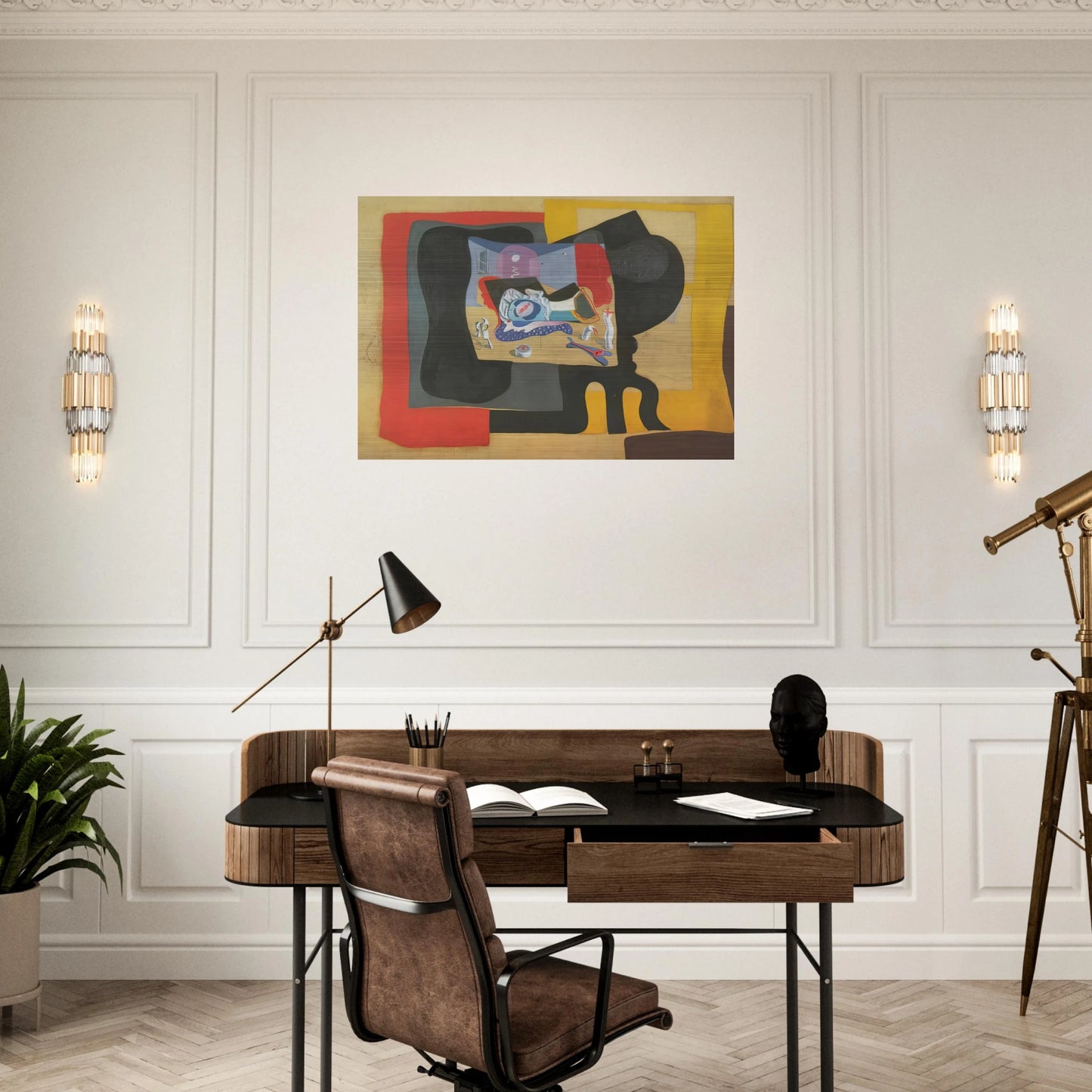 STILL LIFE WITH MOONIGHT - Salvador Dali Brushed Aluminum Print - 70x100 cm / 28x40 inches | Salvador Dali Aluminum Print | Salvador Dali Prints