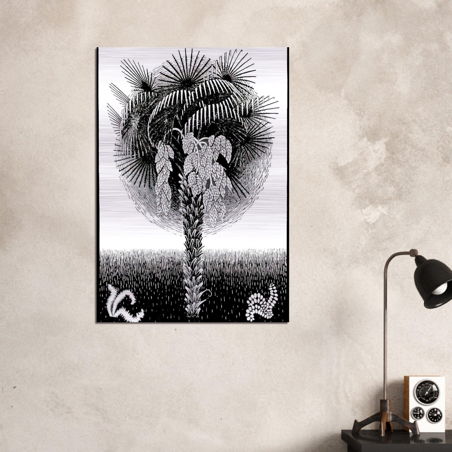 PALM TREE - MC Escher Brushed Aluminum Print - 70x100 cm / 28x40 inches | MC Escher Aluminum Print | MC Escher Prints