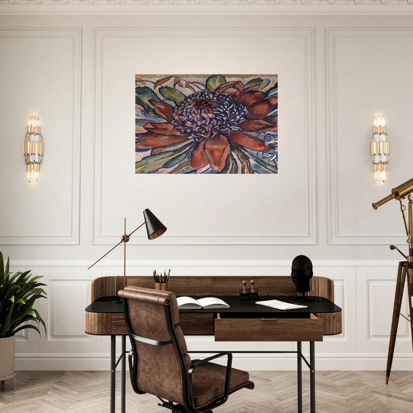 Waratah - 1928 - Grace Cossington Smith Brushed Aluminum Print - 70x100 cm / 28x40 inches | Grace Cossington Smith Aluminum Print | Grace Cossington Smith Prints