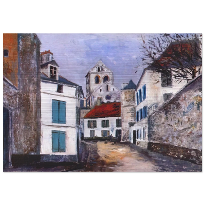 VILLAGE STREET - Maurice Utrillo Brushed Aluminum Print - 70x100 cm / 28x40 inches | Maurice Utrillo Aluminum Print | Maurice Utrillo Prints