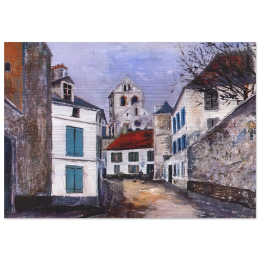 VILLAGE STREET - Maurice Utrillo Brushed Aluminum Print - 70x100 cm / 28x40 inches | Maurice Utrillo Aluminum Print | Maurice Utrillo Prints