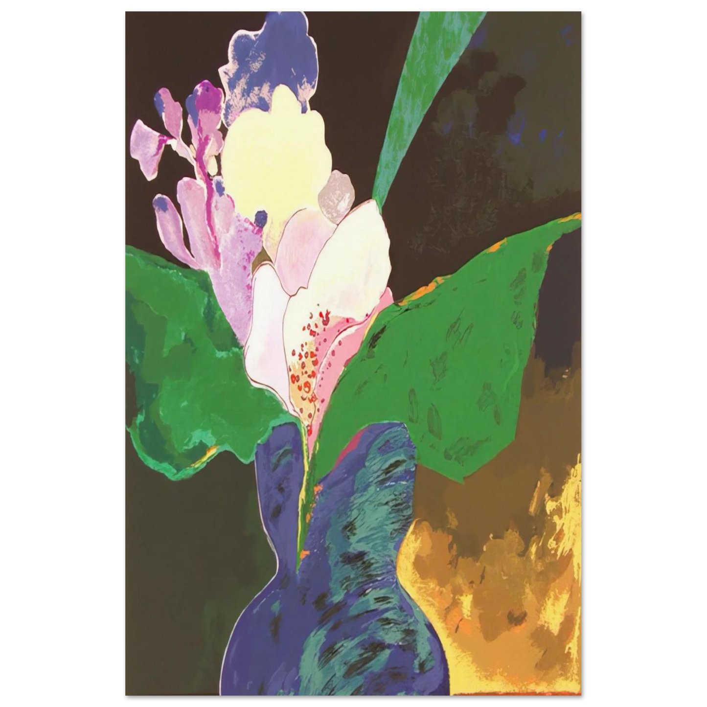 Blue Vase With Flowers - 2002 - Aldemir Martins Art Prints - 100x150 cm / 40x60″ inches | Aldemir Martins Poster | Aldemir Martins Prints