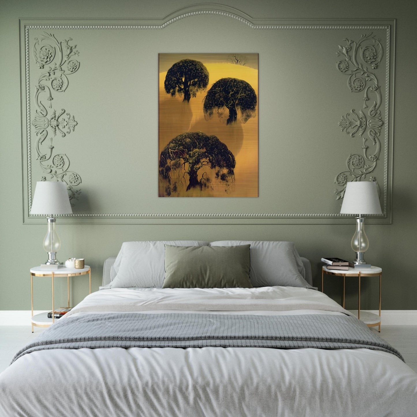 Three Oaks - Eyvind Earle Brushed Aluminum Print - 70x100 cm / 28x40 inches | Eyvind Earle Aluminum Print | Eyvind Earle Prints