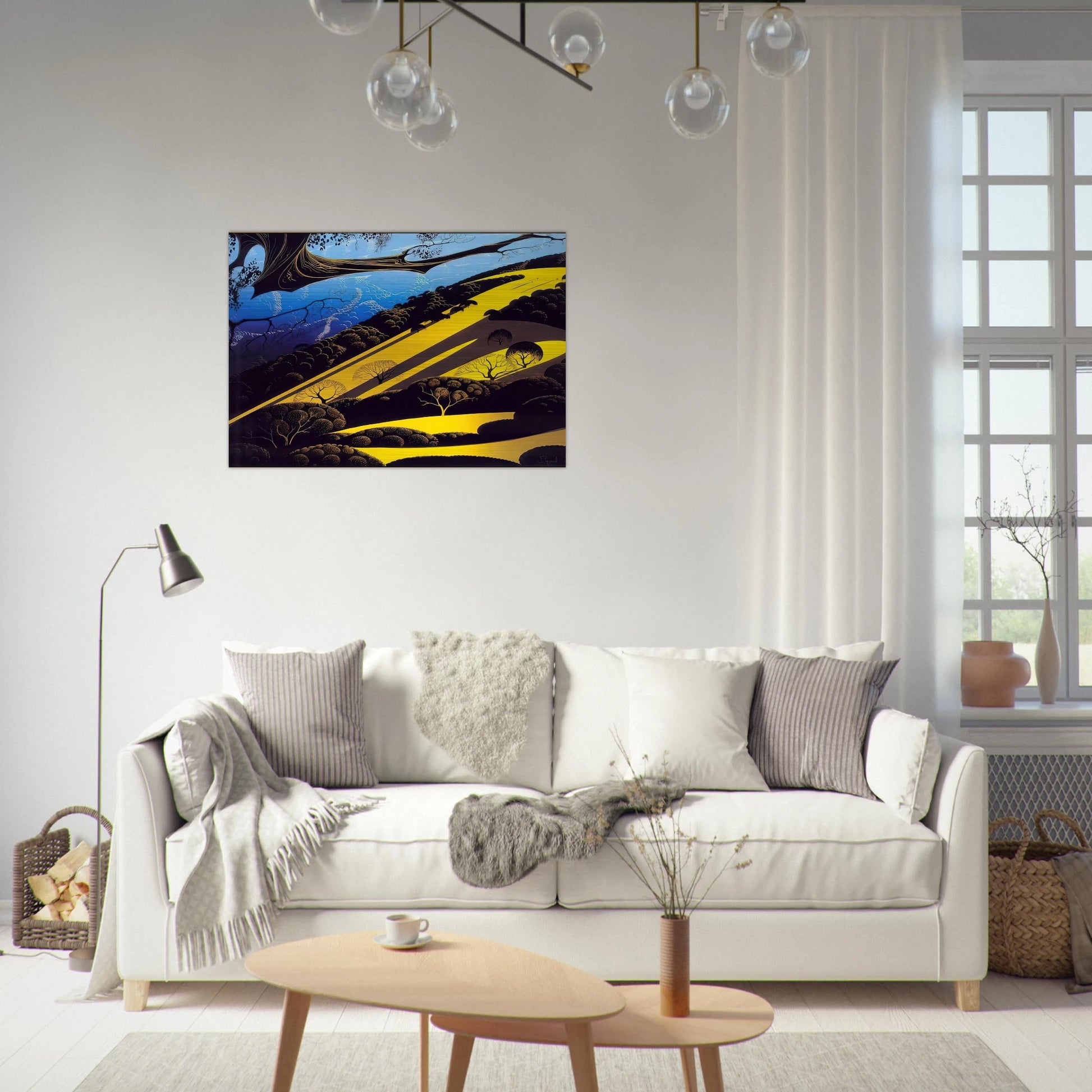 Gaviota Pass - Eyvind Earle Brushed Aluminum Print - 70x100 cm / 28x40 inches | Eyvind Earle Aluminum Print | Eyvind Earle Prints