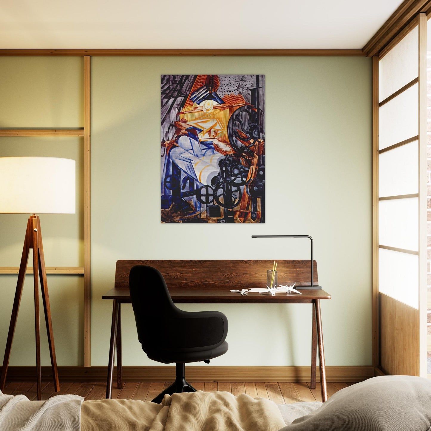 The weaver loomwoman - 1913 - Natalia Goncharova Brushed Aluminum Print - 70x100 cm / 28x40 inches | Natalia Goncharova Aluminum Print | Natalia Goncharova Prints