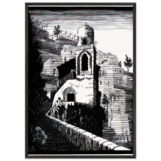 SAN GIOVANNI RAVELLO FEBRUARY 1932 1932 - MC Escher 70x100 cm / 28x40 inches Framed Art Print – Black Wooden Frame | Maurits Cornelis Escher Prints