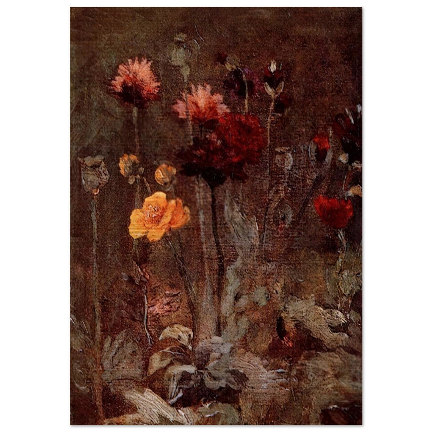 Still Life with Scabiosa and Ranunculus - Vincent van Gogh Brushed Aluminum Print - 70x100 cm / 28x40 inches | Vincent van Gogh Aluminum Print | Vincent van Gogh Prints