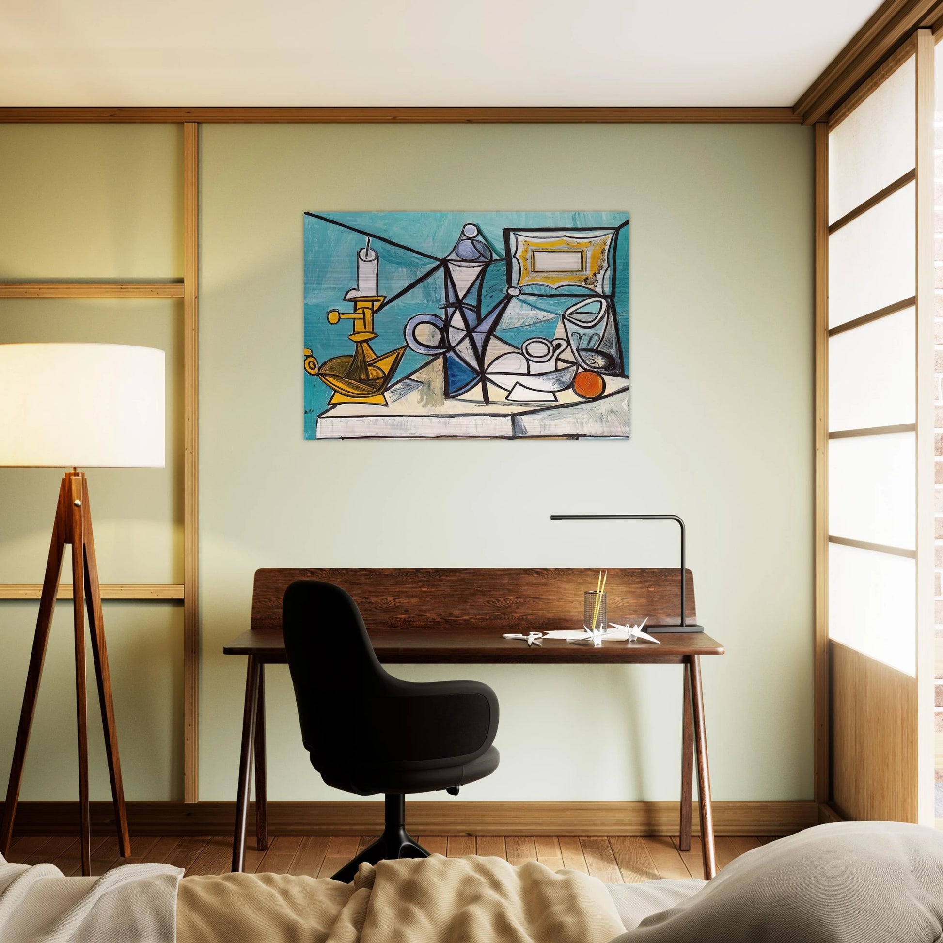 Still life with lamp - 1944 - Pablo Picasso Brushed Aluminum Print - 70x100 cm / 28x40 inches | Pablo Picasso Aluminum Print | Pablo Picasso Prints