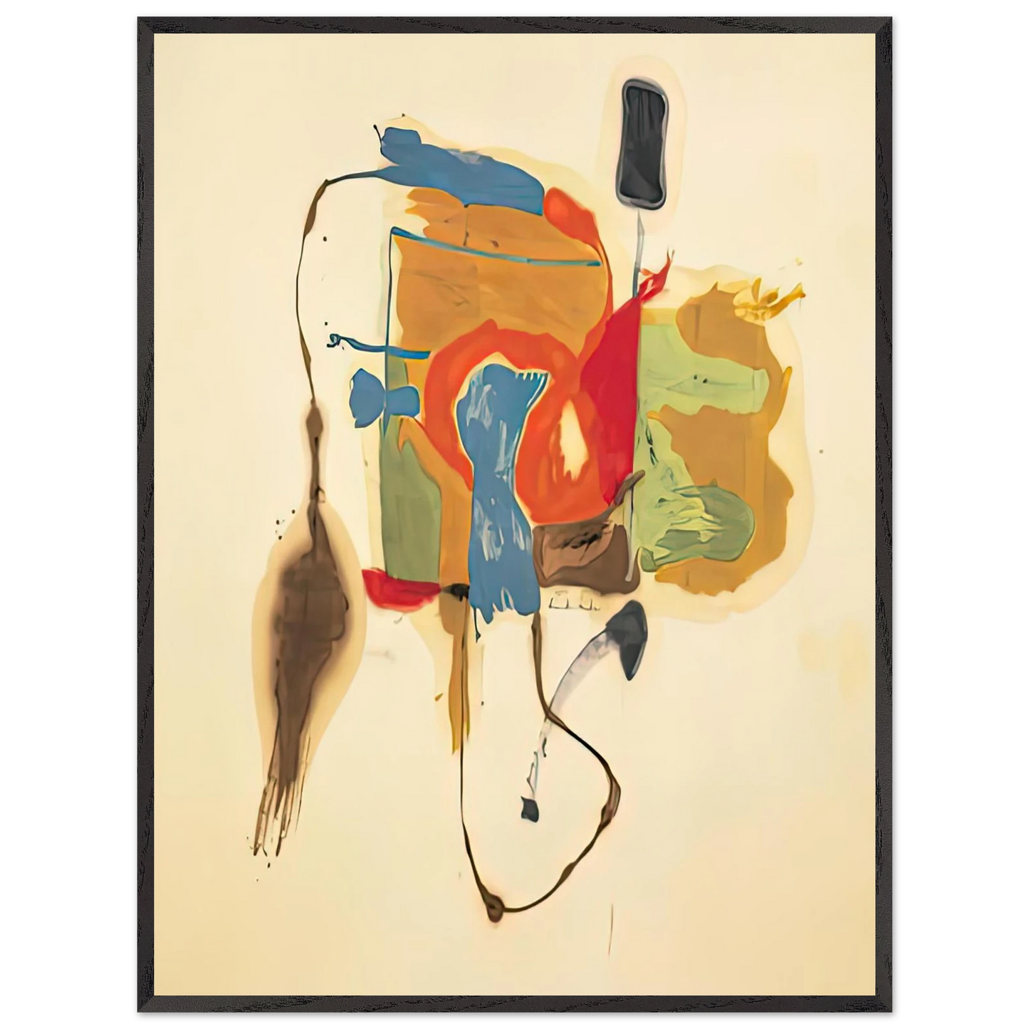 Helen Frankenthaler - Blue Form in a Scene, 1961- Wall Art - 21x29.7 cm / 8x12" - Premium Wooden Framed Poster With Fine Art Paper-canvas - Wood frame