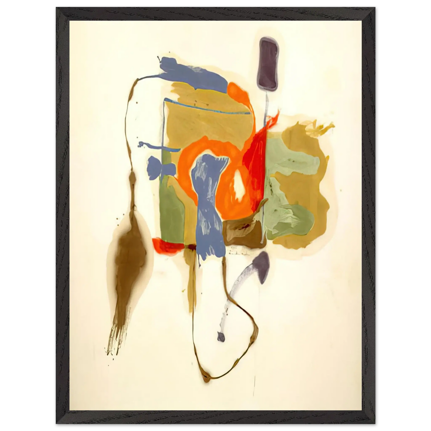 Helen Frankenthaler - Blue Form in a Scene - 1961 Wall art - 21x29.7 cm / 8x12" - Premium Wooden Framed Poster With Fine Art Paper - White frame
