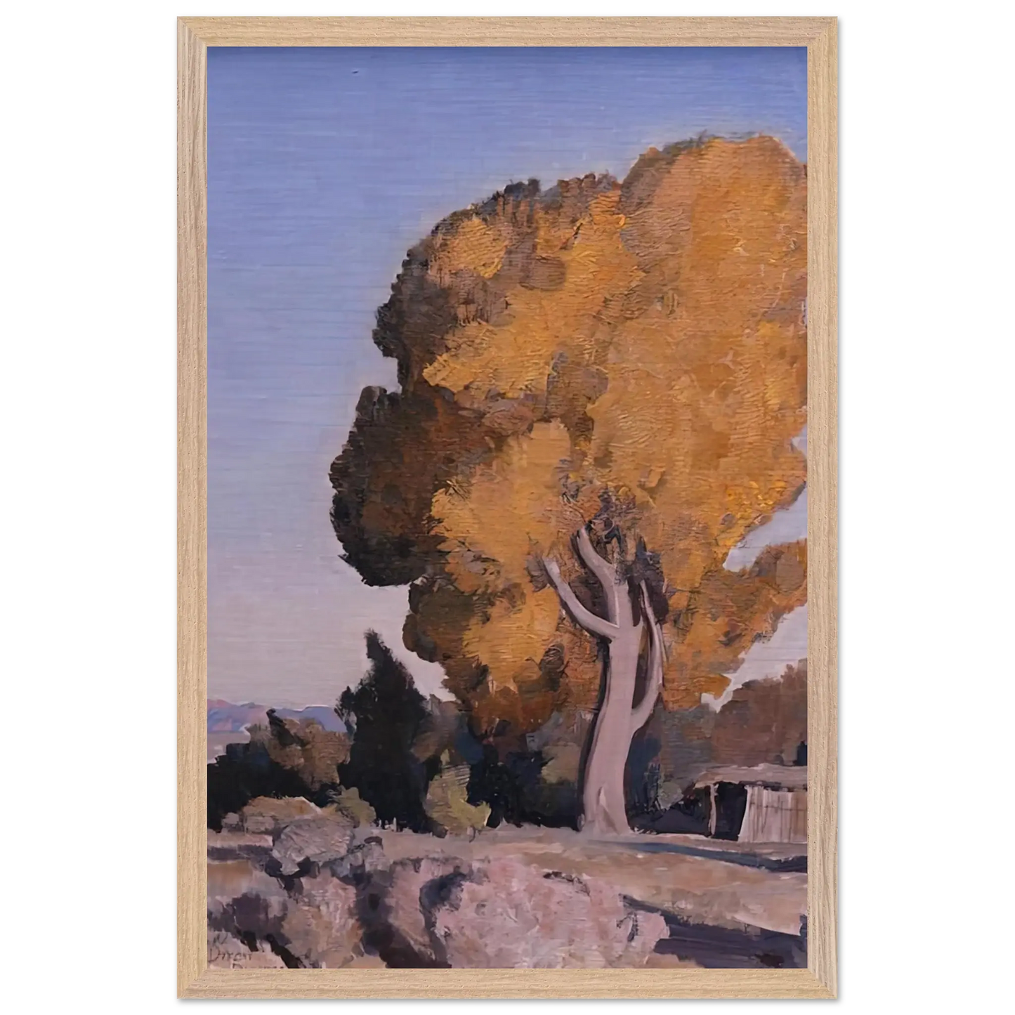 Maynard Dixon - LOW COUNTRY COTTONWOOD 1940 Wall art - 21x29.7 cm / 8x12" - Premium Wooden Framed Poster With Fine Art Paper - Wood frame