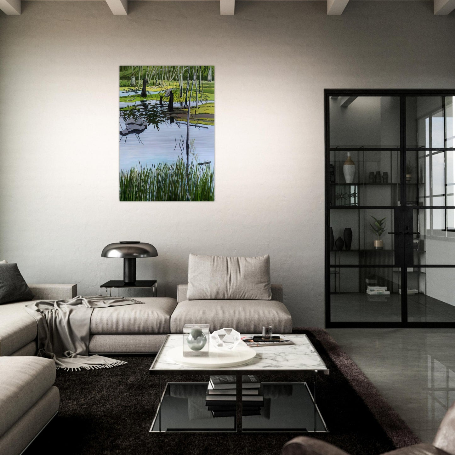 Joanna's Marsh - 2000 - Neil Welliver Brushed Aluminum Print - 70x100 cm / 28x40 inches | Neil Welliver Aluminum Print | Neil Welliver Prints