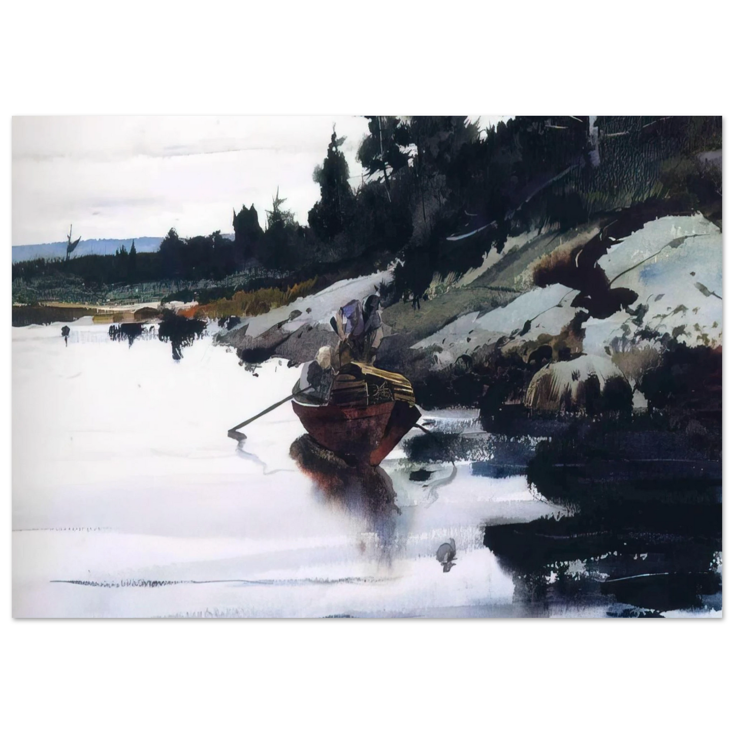 Andrew Wyeth - TURKEY COVE LEDGE Wall Art - 30x40 cm / 12x16 inches - Fine Art Poster-canvas - -