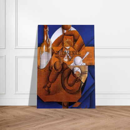 GLASS CUP AND BOTTLE - Juan Gris Brushed Aluminum Print - 70x100 cm / 28x40 inches | Juan Gris Aluminum Print | Juan Gris Prints