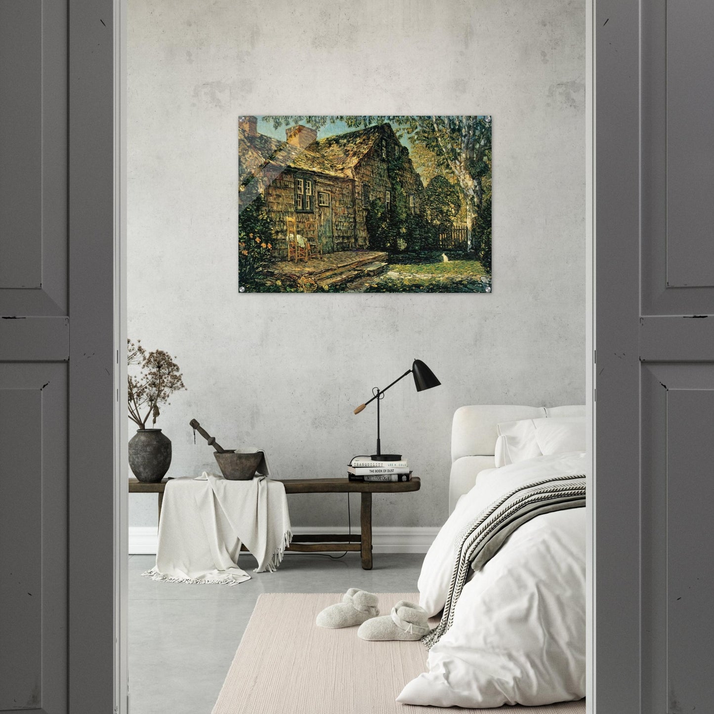 Little Old Cottage, Egypt Lane, East Hampton - Childe Hassam Acrylic Print - 70x100 cm / 28x40″ inches | Childe Hassam Wall Art | Childe Hassam Prints