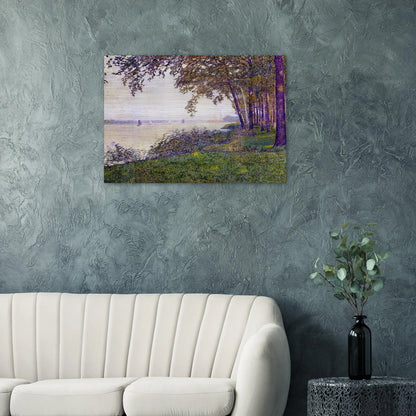 THE SCHELDE UPSTREAM FROM ANTWERP AFTER FOG 1892 - Theo van Rysselberghe Brushed Aluminum Print - 70x100 cm / 28x40 inches | Theo van Rysselberghe Aluminum Print | Theo van Rysselberghe Prints