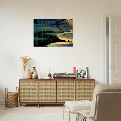 Blue Mist - Eyvind Earle Brushed Aluminum Print - 70x100 cm / 28x40 inches | Eyvind Earle Aluminum Print | Eyvind Earle Prints