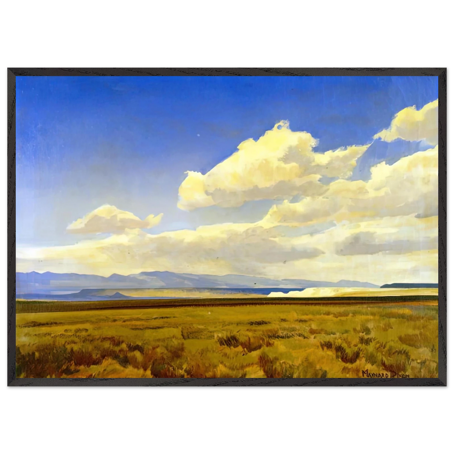 Maynard Dixon - WIND OF WYOMING 1936 Wall art - 15x20 cm / 6x8 inches - Premium Wooden Framed Poster With Fine Art Paper-canvas - Black frame