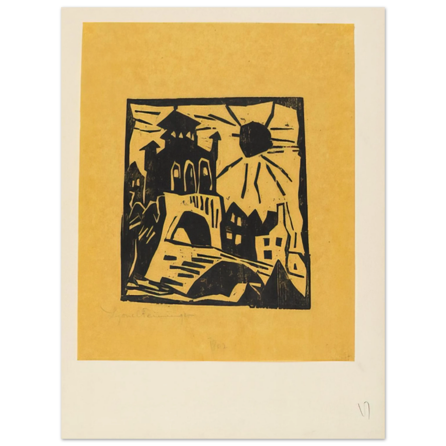 Lyonel Feininger - TOWN GATE RIBNITZ DAS TOR RIBNITZ 1918  75x100 cm / 30x40inches Fine Art Poster