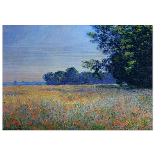Oat and Poppy Field, Giverny - claude monet Brushed Aluminum Print - 70x100 cm / 28x40 inches | claude monet Aluminum Print | claude monet Prints