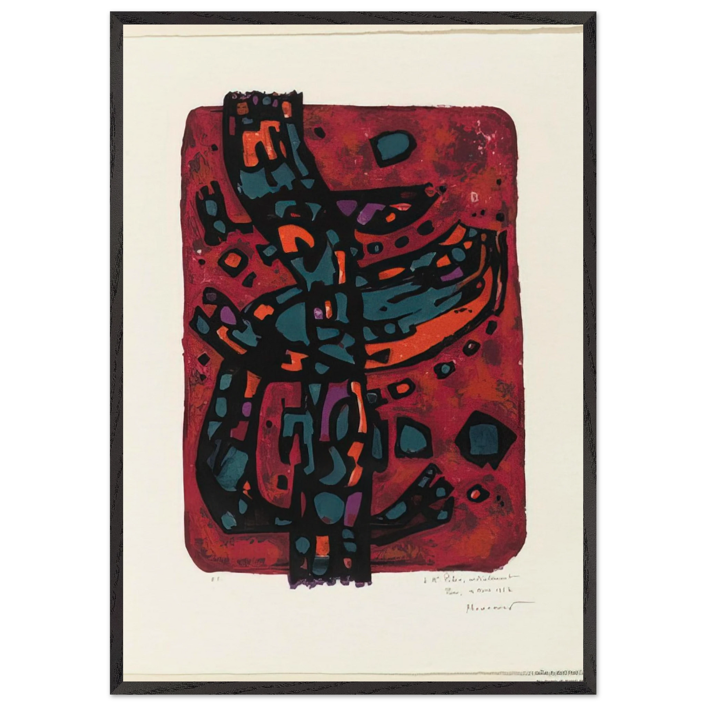 Living Flame - 1954 - Alfred Manessier 70x100 cm / 28x40 inches Framed Art Print – Black Wooden Frame