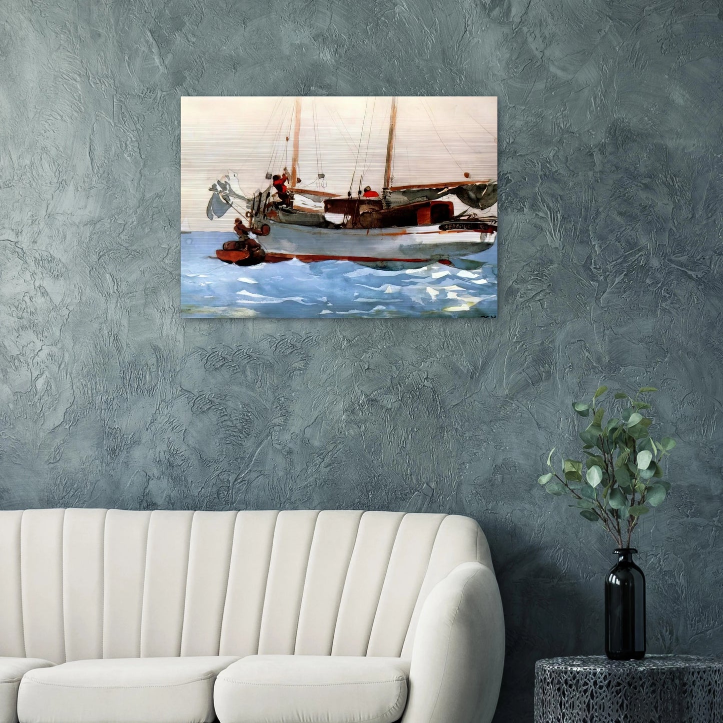 TAKING ON WET PROVISIONS - Winslow Homer Brushed Aluminum Print - 70x100 cm / 28x40 inches | Winslow Homer Aluminum Print | Winslow Homer Prints
