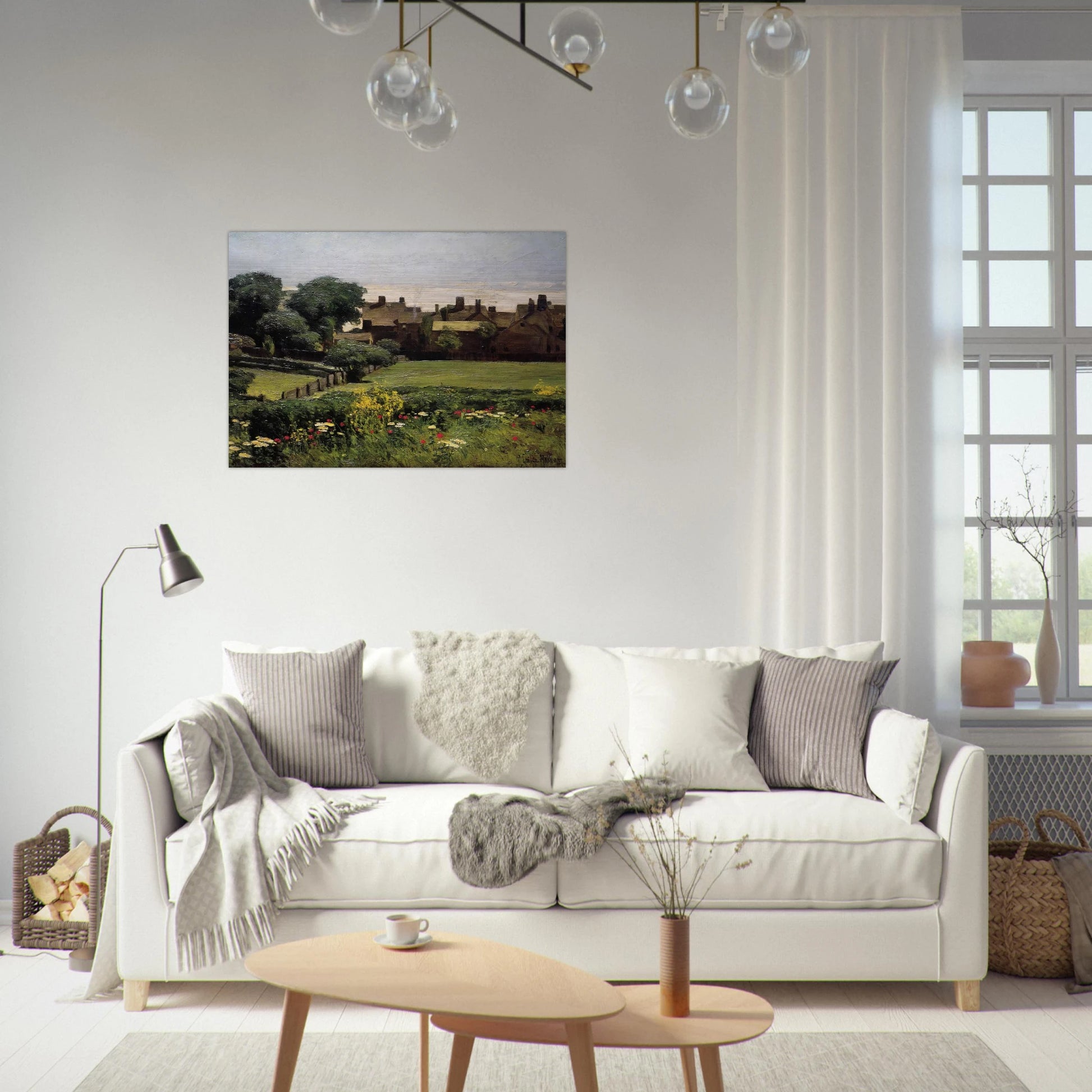 Village Scene - Childe Hassam Brushed Aluminum Print - 70x100 cm / 28x40 inches | Childe Hassam Aluminum Print | Childe Hassam Prints