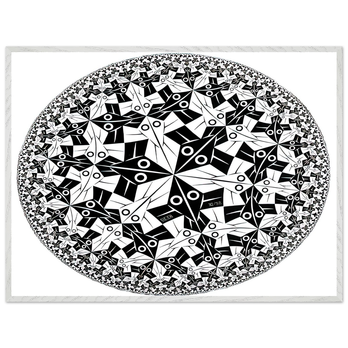 MC Escher - CIRCLE LIMIT I Wall Art - 21x29.7 cm / 8x12" - Premium Wooden Framed Poster With Fine Art Paper-canvas - Black frame