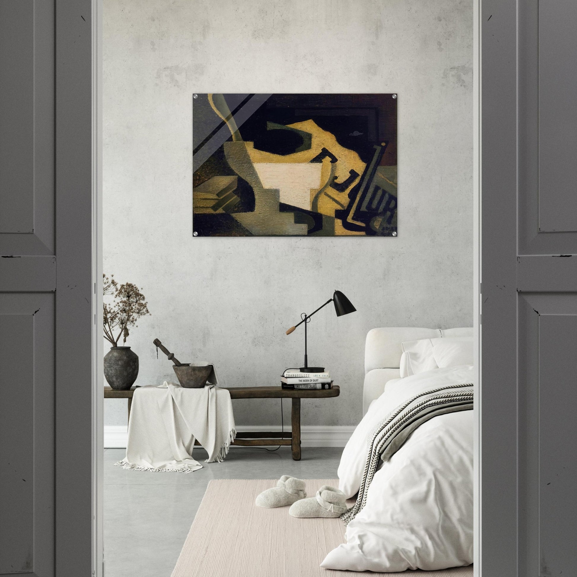STILL LIFE WITH NEWSPAPER 1918 - Juan Gris Acrylic Print - 70x100 cm / 28x40″ inches | Juan Gris Wall Art | Juan Gris Prints