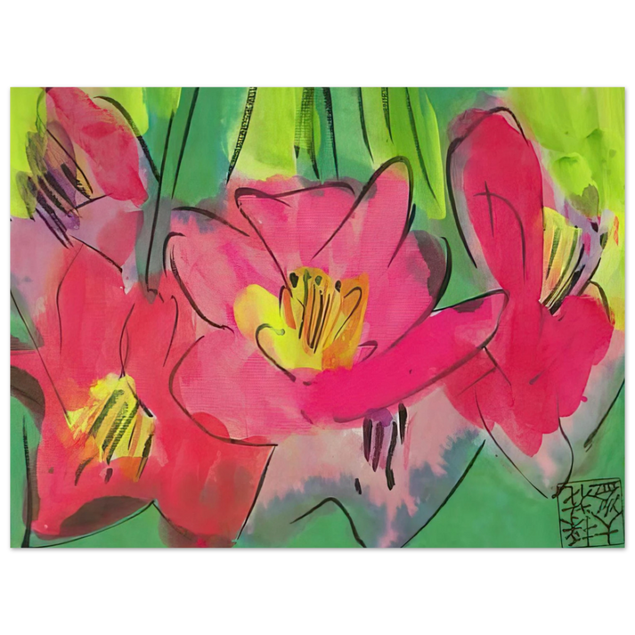 Walasse Ting - The Pinkest Flowers - NaÃ¯ve Art Primitivism, Pop Art  75x100 cm / 30x40inches Fine Art Poster