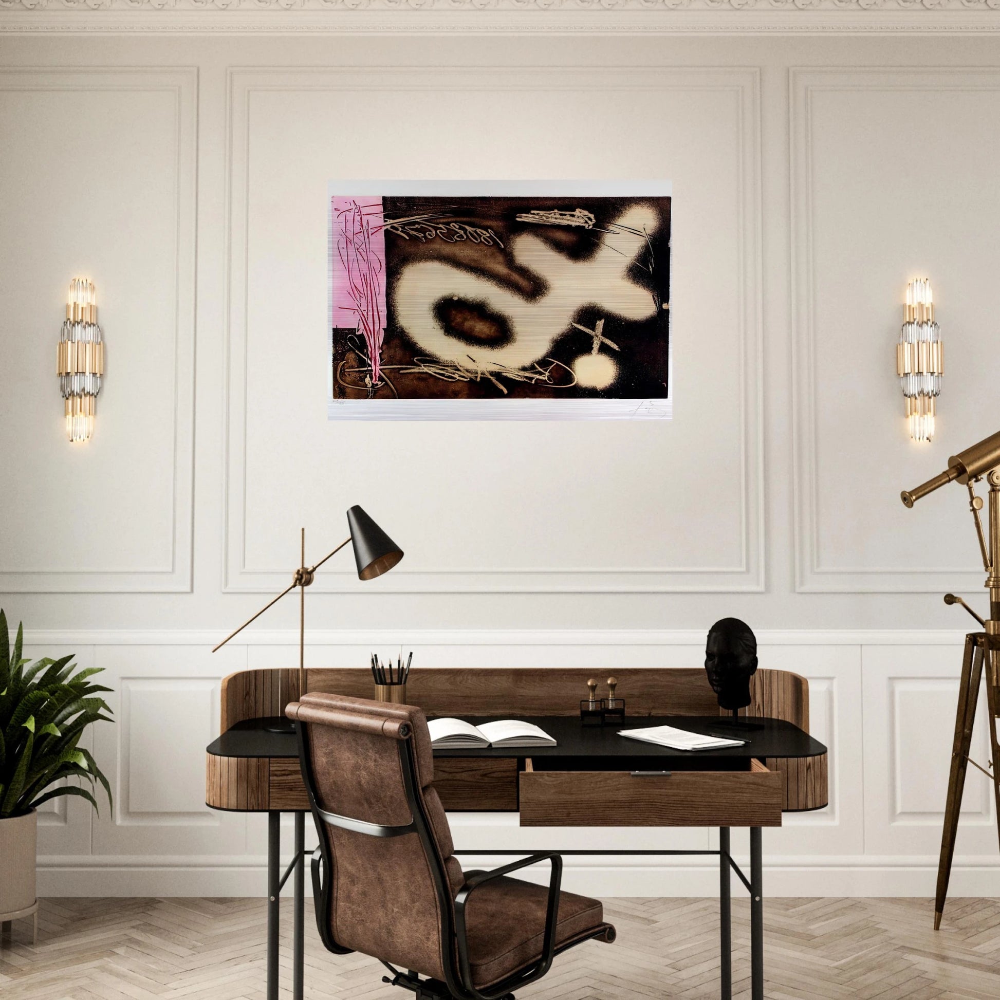 EL P NDULO INM VIL I 1982 - Antoni Tapies Brushed Aluminum Print - 70x100 cm / 28x40 inches | Antoni Tapies Aluminum Print | Antoni Tapies Prints