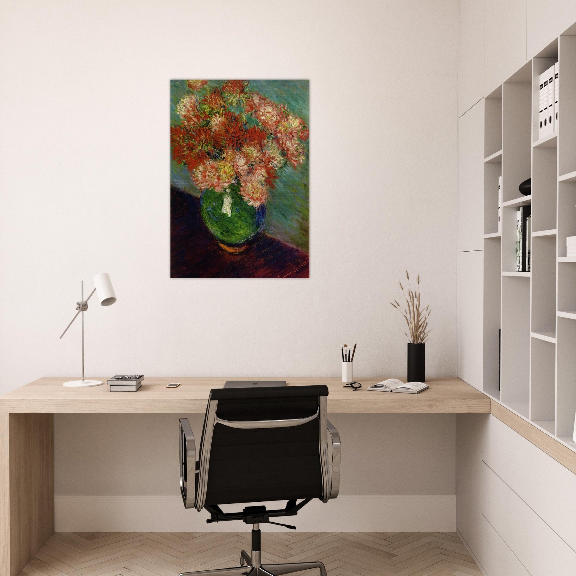 Vase of Chrysanthemums - claude monet Brushed Aluminum Print - 70x100 cm / 28x40 inches | claude monet Aluminum Print | claude monet Prints