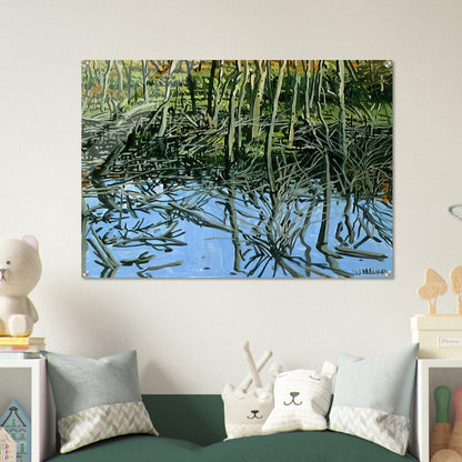 Study for Low Water - Knight's Flowage - 1980 - Neil Welliver Acrylic Print - 70x100 cm / 28x40″ inches