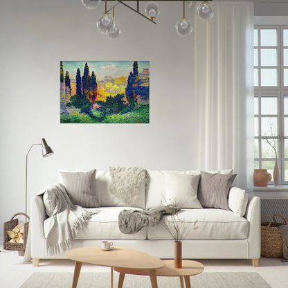 The Cypresses at Cagnes - Henri-Edmond Cross Brushed Aluminum Print - 70x100 cm / 28x40 inches | Henri-Edmond Cross Aluminum Print | Henri-Edmond Cross Prints