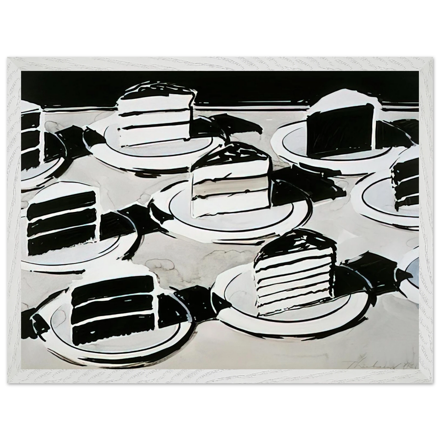 Wayne Thiebaud - Cake Slices - 1963 Wall Art - 60x80 cm / 24x32 inches - Premium Wooden Framed Poster With Fine Art Paper - Black frame