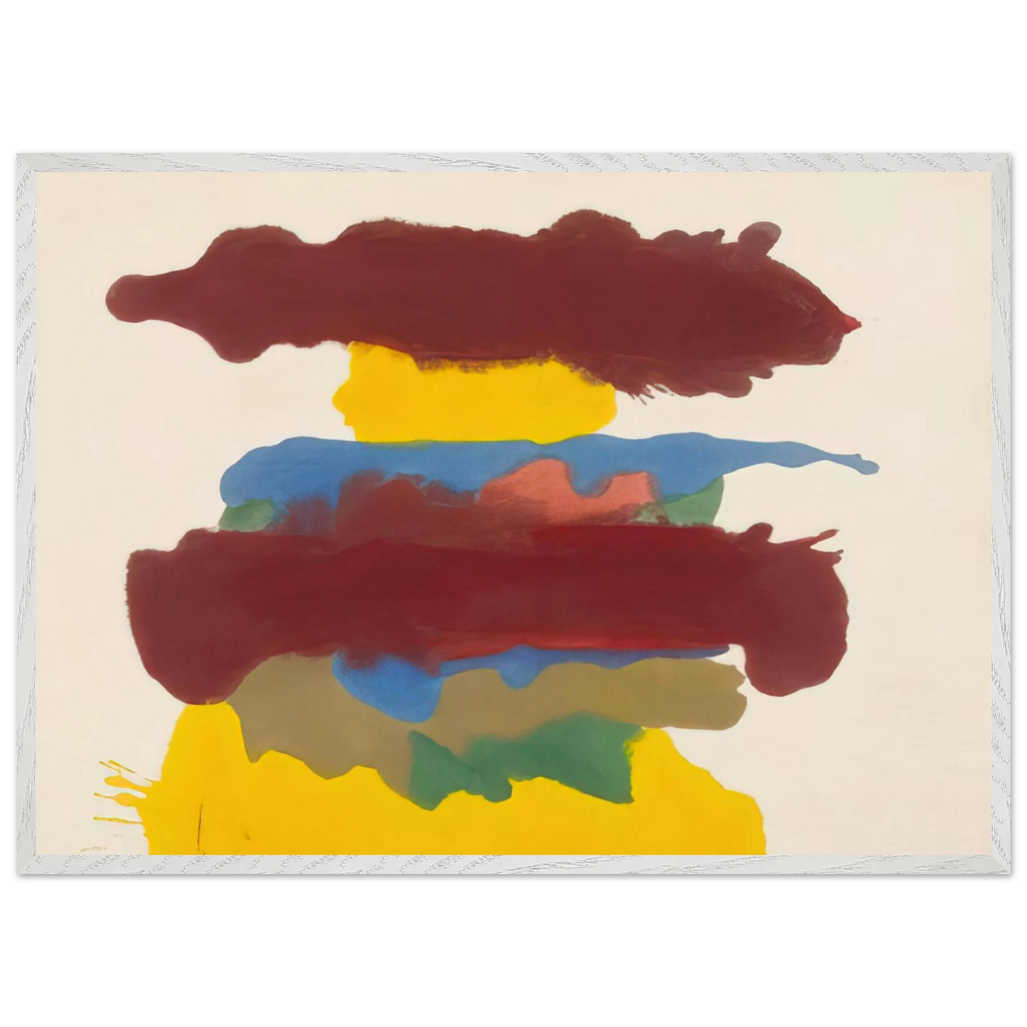 Helen Frankenthaler - Weather Change - 1963 Wall art - 28x43  cm / XL (11x17 inches) - Premium Wooden Framed Poster With Fine Art Paper-canvas - Black frame