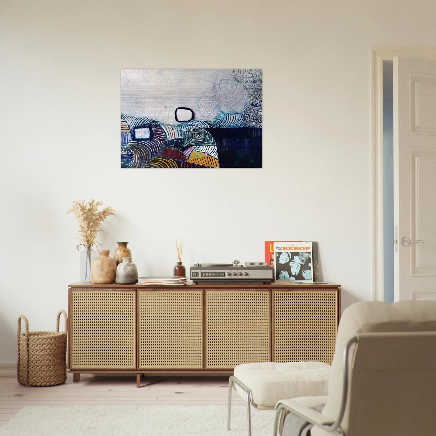 SPIRAL DEVELOPMENT IN GREEN VIOLET BLUE GOLD 1951 - Victor Pasmore Brushed Aluminum Print - 70x100 cm / 28x40 inches | Victor Pasmore Aluminum Print | Victor Pasmore Prints
