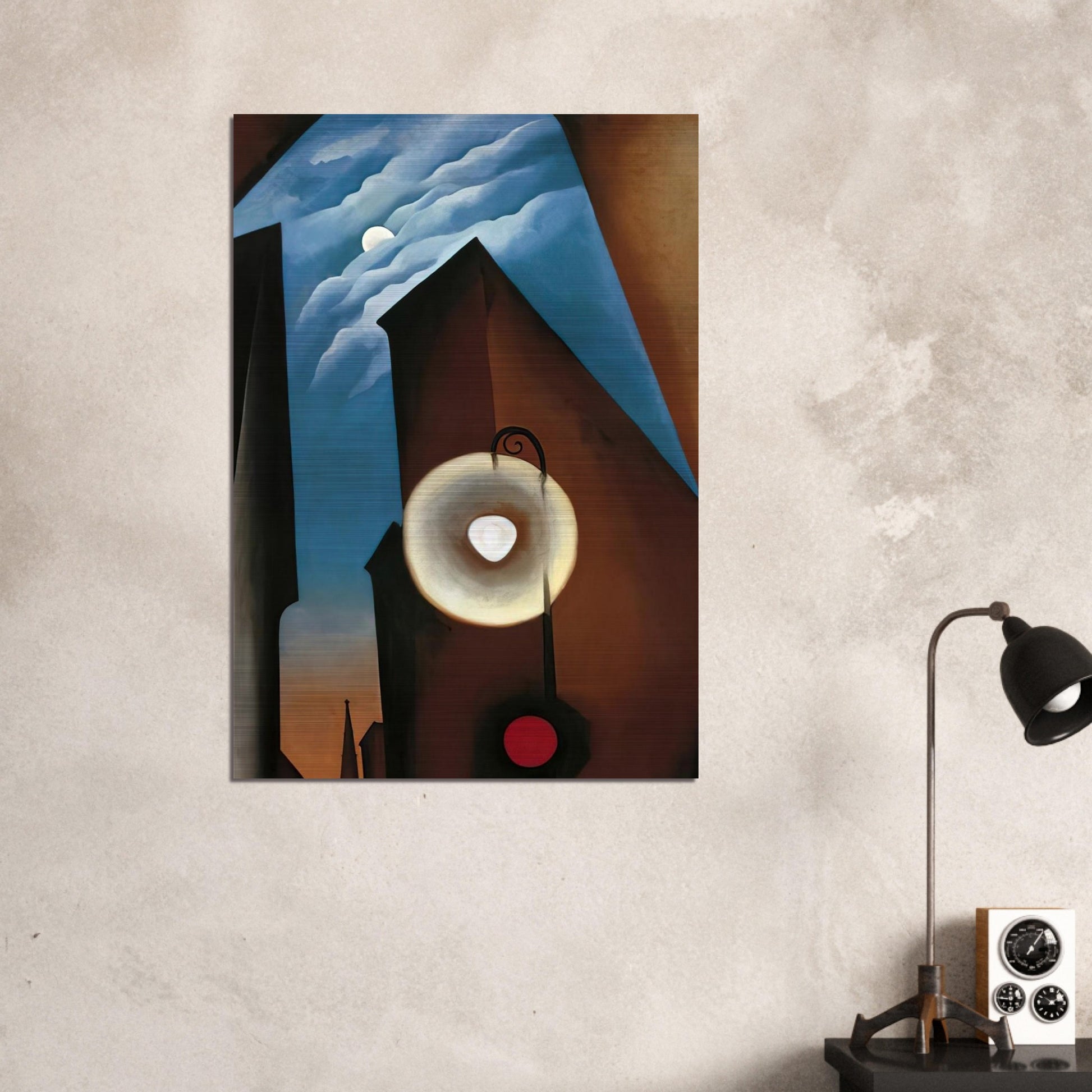 New York with Moon - Georgia O'Keeffe Brushed Aluminum Print - 70x100 cm / 28x40 inches | Georgia O'Keeffe Aluminum Print | Georgia O'Keeffe Prints