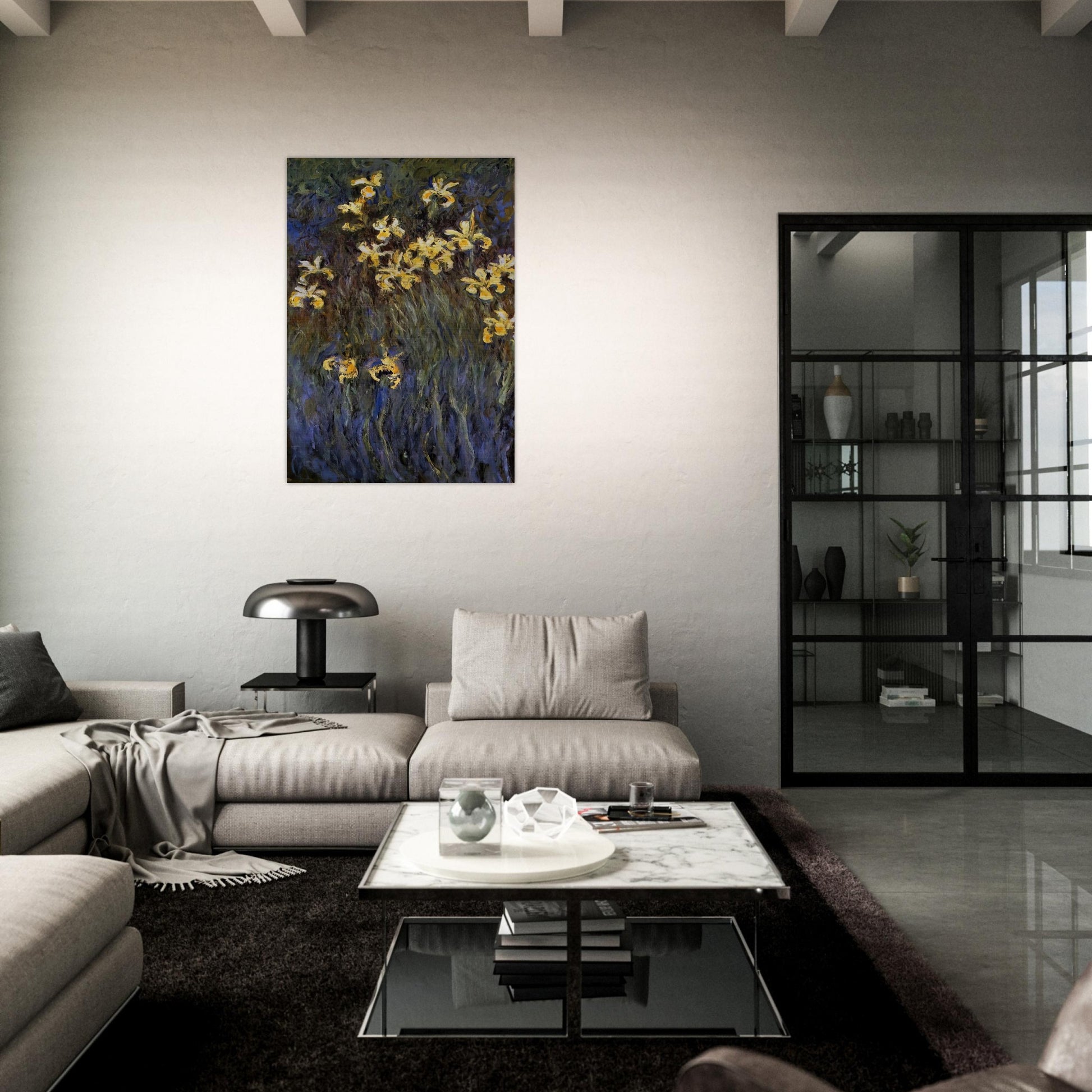 The Yellow Irises - claude monet Brushed Aluminum Print - 70x100 cm / 28x40 inches | claude monet Aluminum Print | claude monet Prints