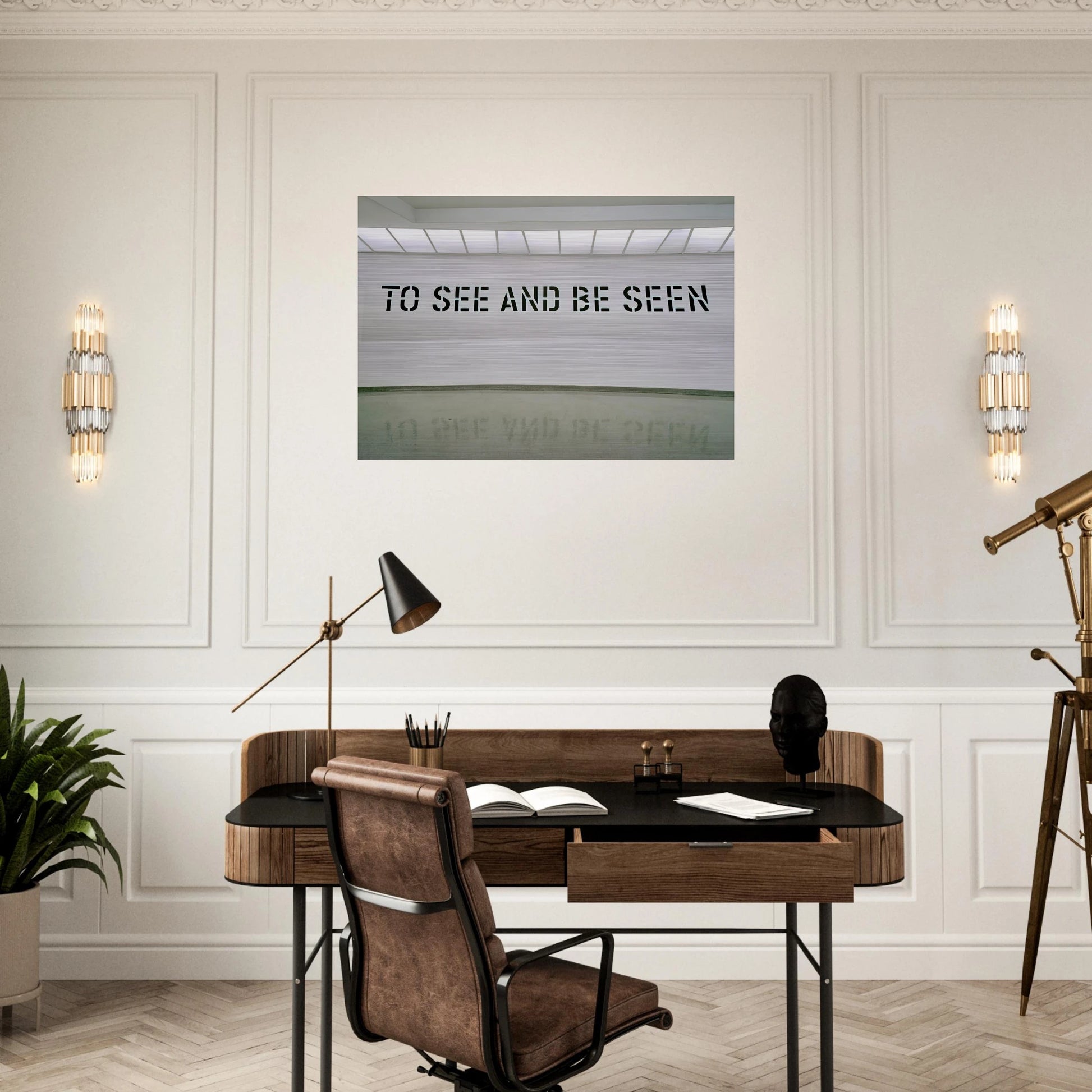 To See and Be Seen - 1972 - Lawrence Weiner Brushed Aluminum Print - 70x100 cm / 28x40 inches | Lawrence Weiner Aluminum Print | Lawrence Weiner Prints