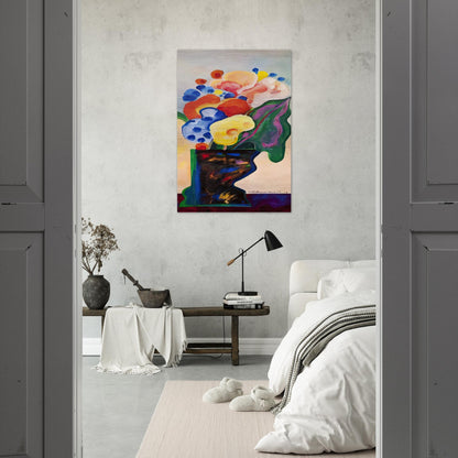 Vase With Flowers - 1990 - Aldemir Martins Brushed Aluminum Print - 70x100 cm / 28x40 inches | Aldemir Martins Aluminum Print | Aldemir Martins Prints