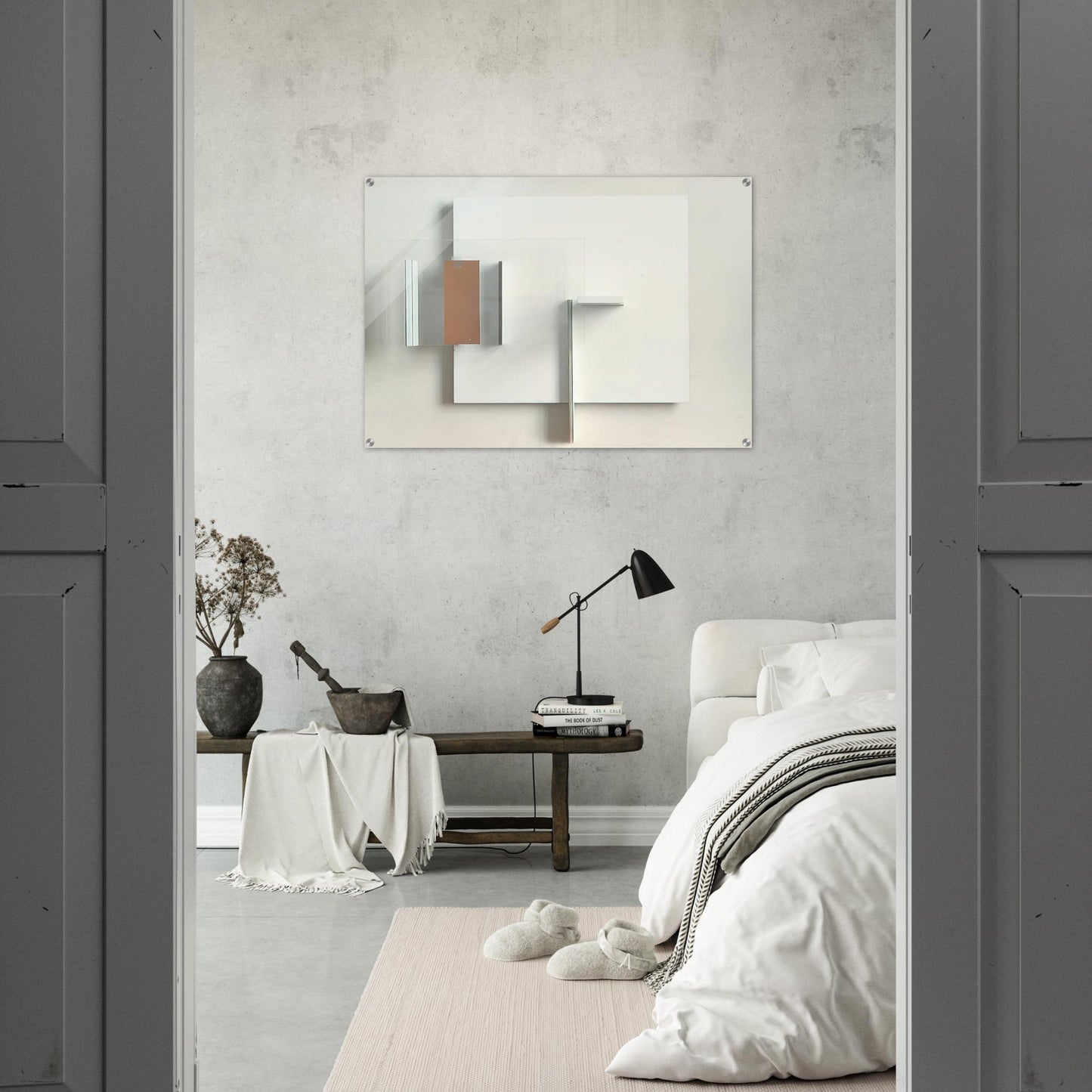 Abstract in White, Black and Ochre - 1962 - Victor Pasmore Acrylic Print - 70x100 cm / 28x40″ inches