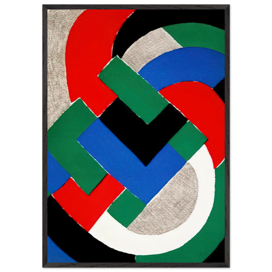 COMPOSITION WITH GREEN AND BLUE - Sonia Delaunay 70x100 cm / 28x40 inches Framed Art Print – Black Wooden Frame
