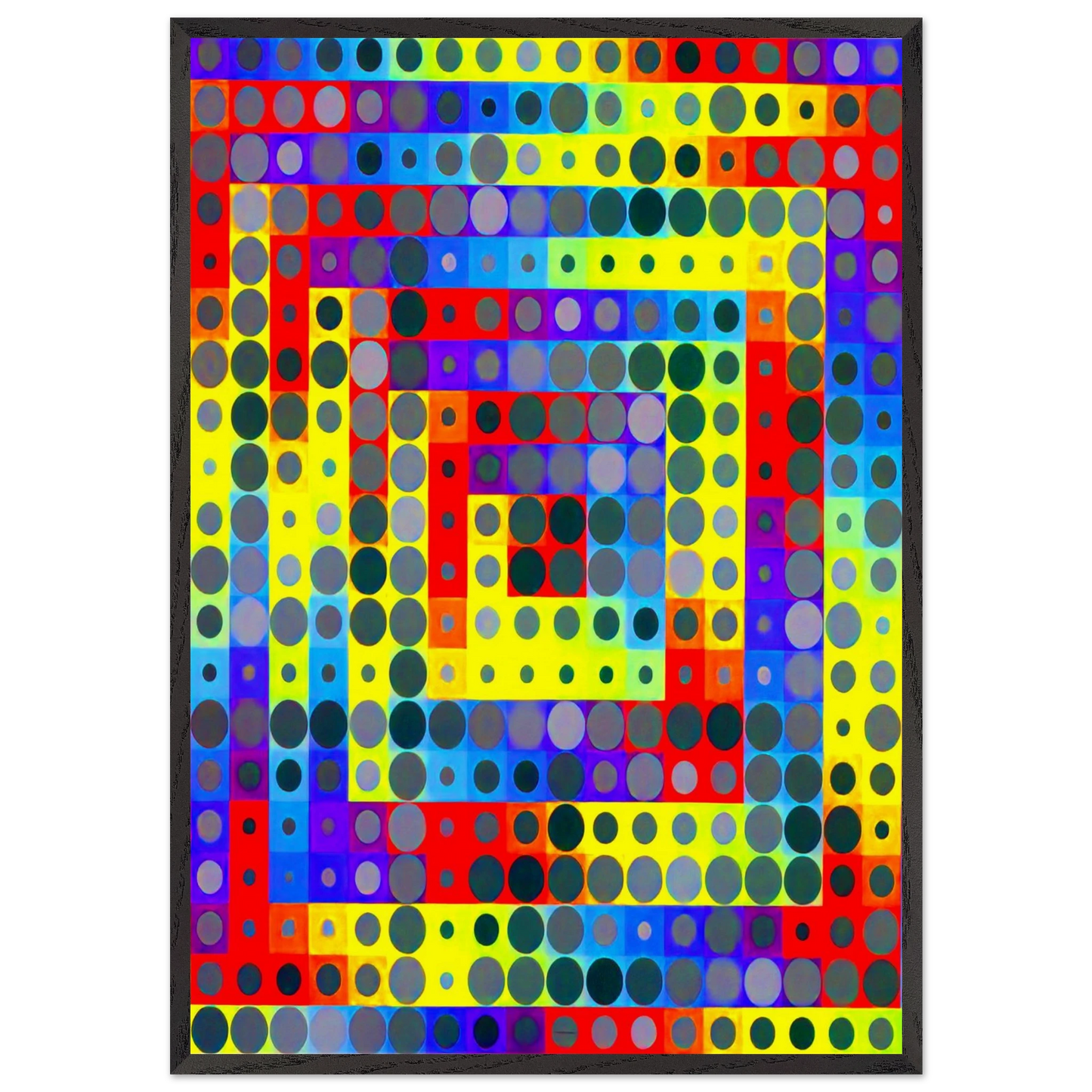 Orion Gris - 1969 - Victor Vasarely 70x100 cm / 28x40 inches Framed Art Print – Black Wooden Frame