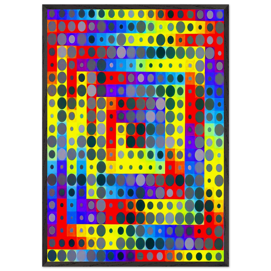 Orion Gris - 1969 - Victor Vasarely 70x100 cm / 28x40 inches Framed Art Print – Black Wooden Frame