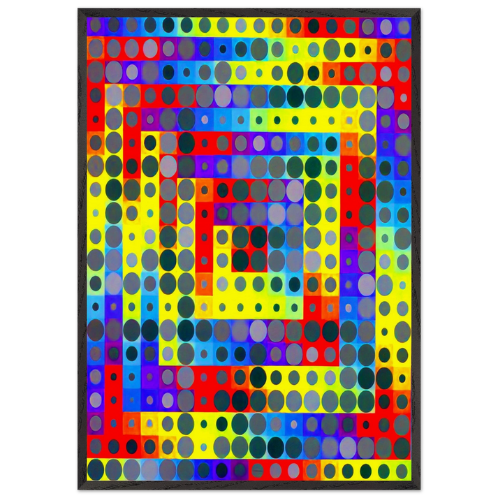 Orion Gris - 1969 - Victor Vasarely 70x100 cm / 28x40 inches Framed Art Print – Black Wooden Frame