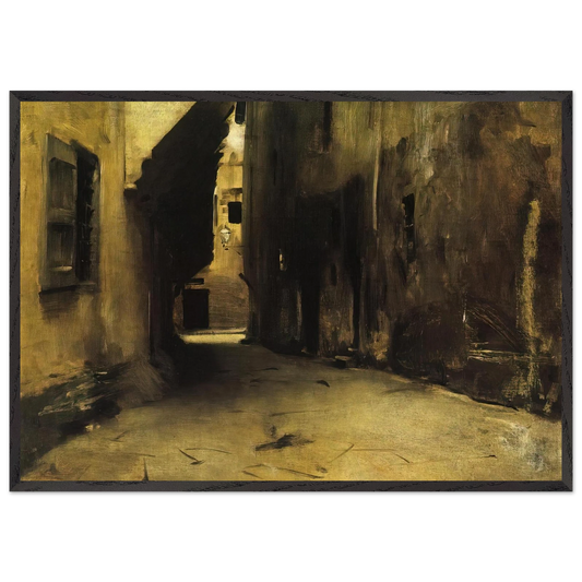 A Street in Venice - John Singer Sargent 70x100 cm / 28x40 inches Framed Art Print – Black Wooden Frame