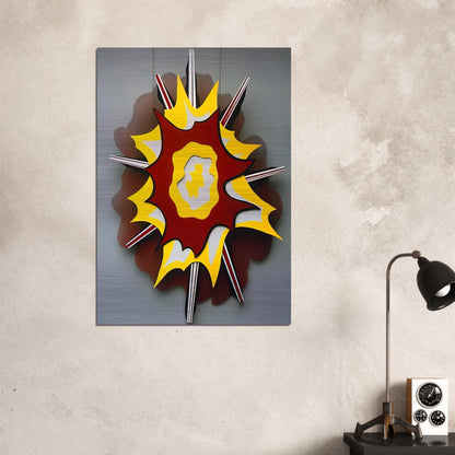 EXPLOSION I 1965 - Roy Lichtenstein Brushed Aluminum Print - 70x100 cm / 28x40 inches | Roy Lichtenstein Aluminum Print | Roy Lichtenstein Prints