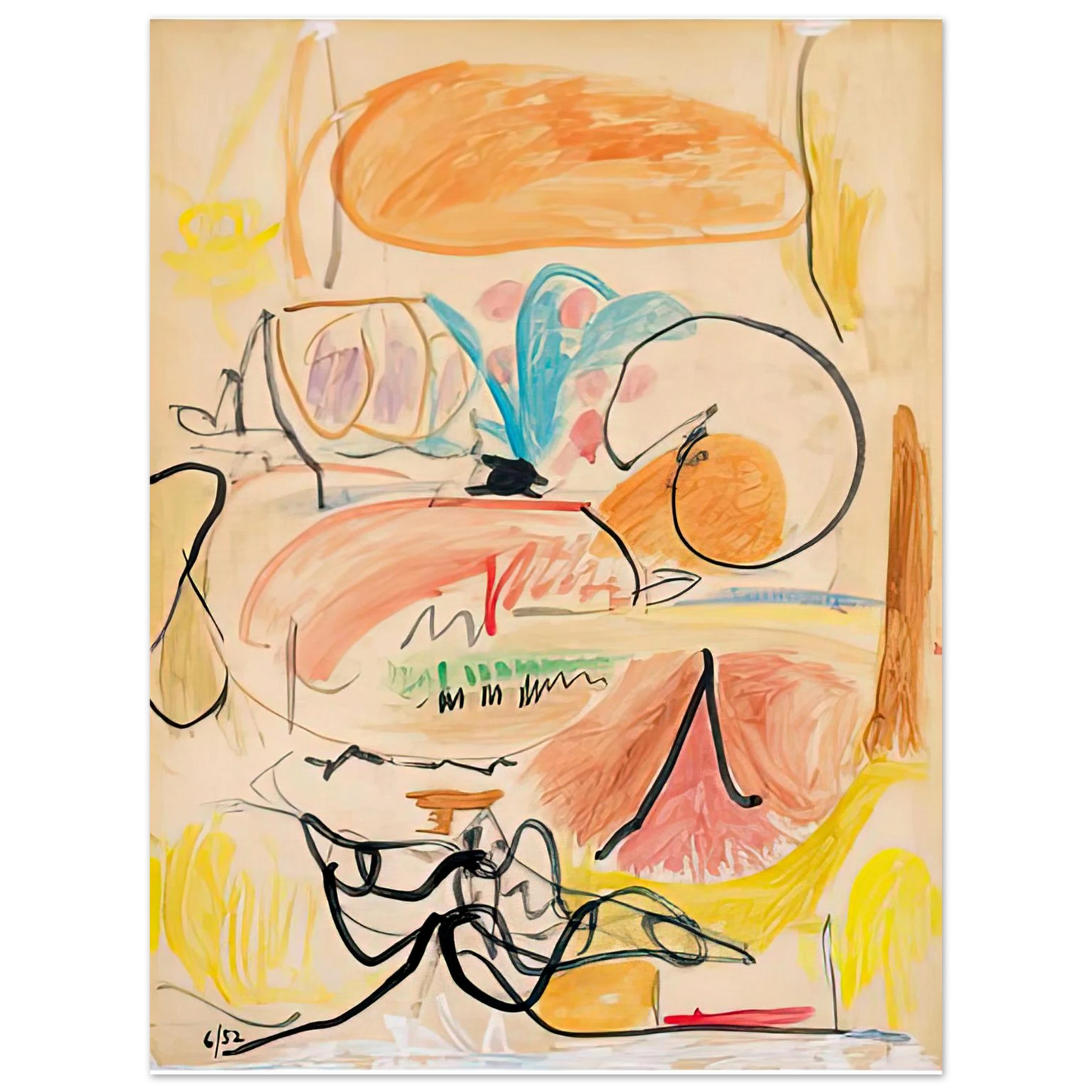 Helen Frankenthaler - Window Shade No. 1, 1952- Wall Art - 21x29.7 cm / 8x12" - Fine Art Poster-canvas - -