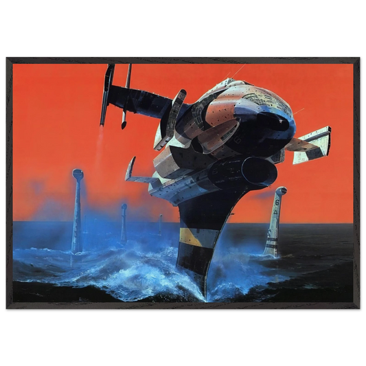 Chris Foss N12 - Chris Foss 70x100 cm / 28x40 inches Framed Art Print – Black Wooden Frame